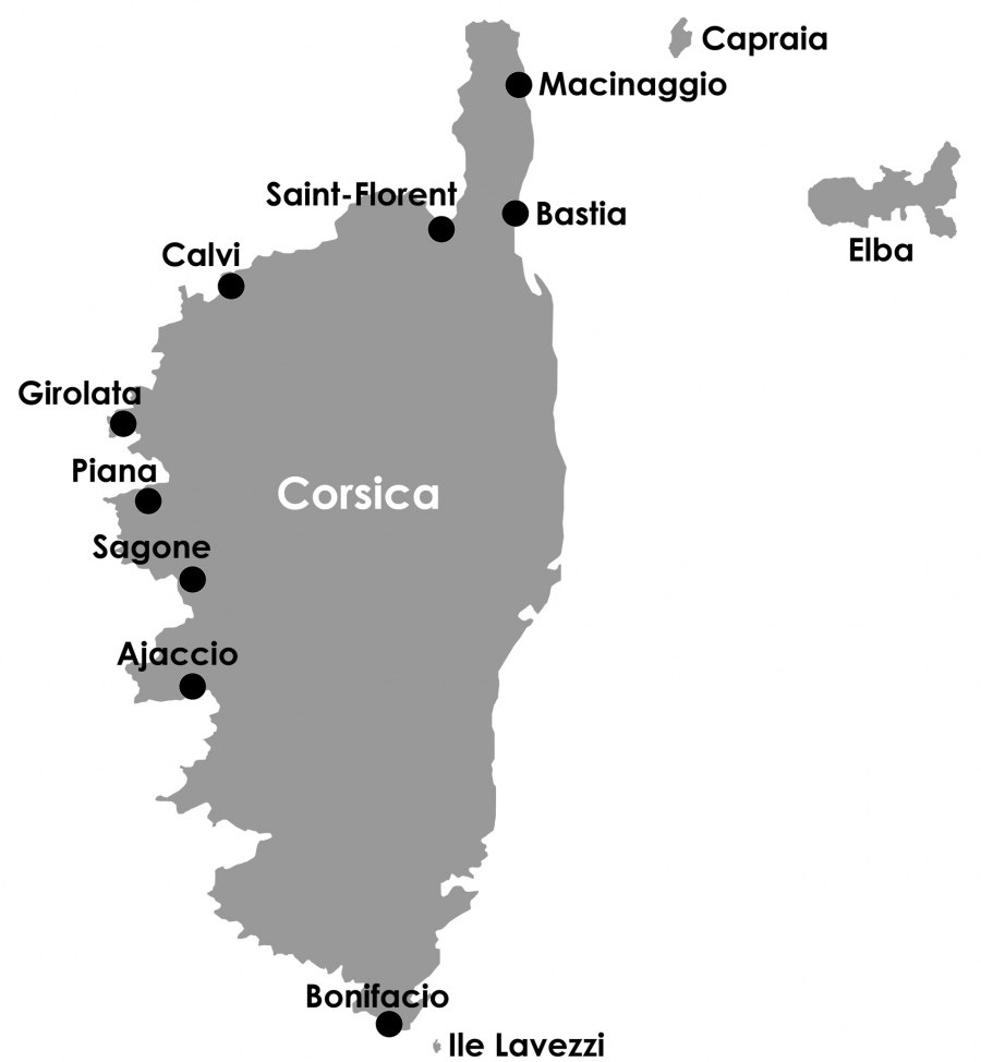 Reiskick kaart Corsica